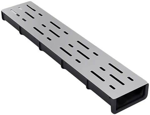 Kit de canalisations d'évacuation en acier inoxydable – Évacuation de tranchée avec grilles d'égout pour salle de bain, jardin, parking terrasse – 50 x 10 x 4 cm et résistant à la corrosion