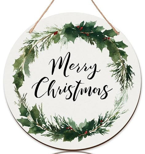 Cartello di benvenuto con agrifoglio per porta d'ingresso, con foglie di pino e foglie di pino, in legno verde, per esterni, decorazione per appartamenti e ingressi esterni, set da 3