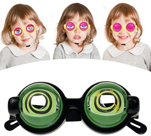 Winking Glasses, Funny Crazy Eyes Glasses for Adults, Kids Pull-String Blinking Glass, Upside Down Goggles (Green)