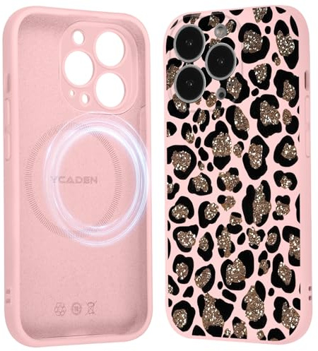 Paovkoi Cover Magnetica per iPhone 15 Pro Max, Aesthetic Leopardata Motivo Disegni Silicone Custodia Compatibile con MagSafe, Antiurto Bumper Protettiva Custodie per iPhone 15 Pro Max 6,7'' - Rosa
