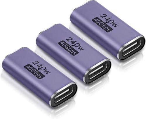 ELUTENG USB C-koppling, 3 st 240 W snabbladdande USB C hona till hona stöder 8K @ 60Hz och 40 Gbps, kompatibel med Thunderbolt 4/3, Switch, MacBook, laptop och andra typ C-enheter
