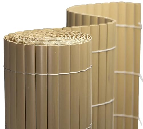 LoviStore Arella PVC Effetto Bamboo Frangivista per Recinzione, Canniccio con Cordino Nylon, Schermo Privacy Paravista Resistente, per Giardino Balcone Terrazzo Esterno (Giallo, 2x3 mt)