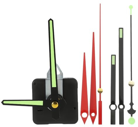 HONMEET Quarz Uhrwerk mit 3 Paar Zeigern und Kunststoffgehäuse, leises Uhrwerk mit Nachtlichtfunktion, für die Reparatur von Pendeluhren und Heimdekor, 1 Set ohne Batterie
