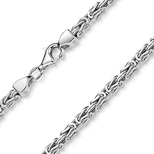 MATERIA 925 Silber Königskette Herren Halskette 3mm diamantiert rhodiniert 45 50 55 60 65 70 80cm + Schmuck Box #K56, Länge Halskette:55 cm