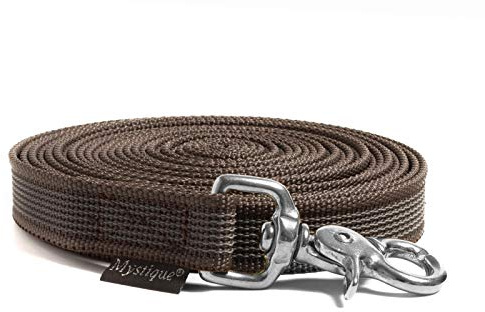 Mystique Gummierte Schleppleine 20mm mit HS rostfreiem Scherenkarabinerhaken braun 5m