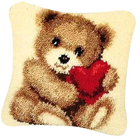 Sharplace Bear latch and hook set Animal Cushion Needlework Crocheting Cushion Embroidery 40cm x 40cm