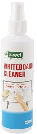 D.RECT Whiteboard Reiniger 250ml - Pump-Spray-Flasche Whiteboard Cleaner Spray zur Reinigung: Magnettafel, Flipchart - entfernt Marker Farbe, Staub, Streifen und Verfärbungen