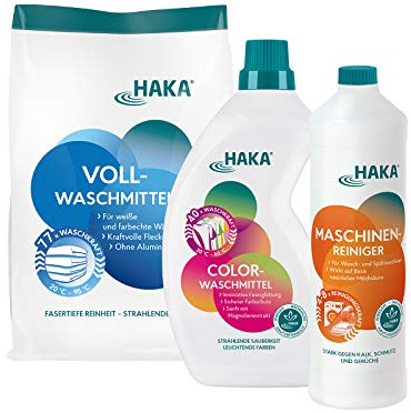 HAKA Waschmittel-Set, 3-teilig, für Wäsche & Maschine