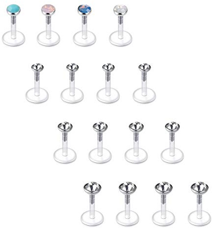 Briana Williams Lippenpiercing Bioflex Labert Stecker Transparent 16G Retainers 6/8/10mm Stab Medusa Piercing CZ Opal