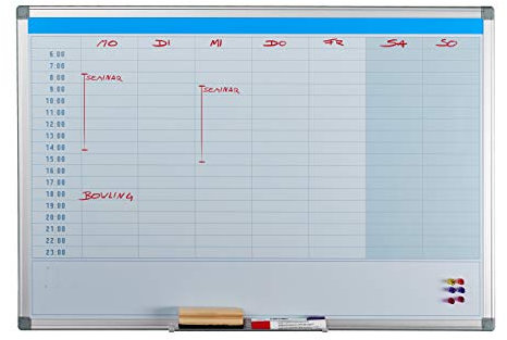 Relaxdays Whiteboard, Tagesplaner, abwischbar, magnetisch, Planungstafel mit Stiftablage, Magnetwand 60 x 90 cm, weiß