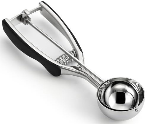 Spring Chef Large #20 Stainless Steel Cookie Scoop for Baking, Multifunctional Cookie Dough Scoop with Trigger Release - Dishwasher Safe Melon Baller - 2.93 Tablespoon Food Scooper for Kitchen - Black