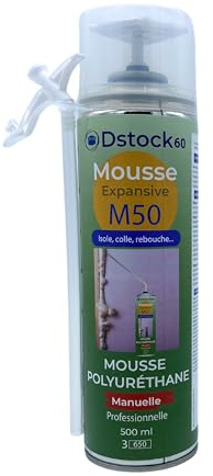 DSTOCK 60 – Bauschaum/ Montageschaum, 500 ml – Professioneller Polyurethan-Schaumstoff – außen und innen - ohne Applikationspistole bedienbar