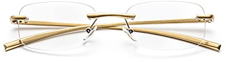 ZUVGEES Randlos Metall Blaulichtfilter Lesebrille für Herren und Damen mit Federscharnier Lightweight Anti-blaue Computerbrille (Gold, 1.50)