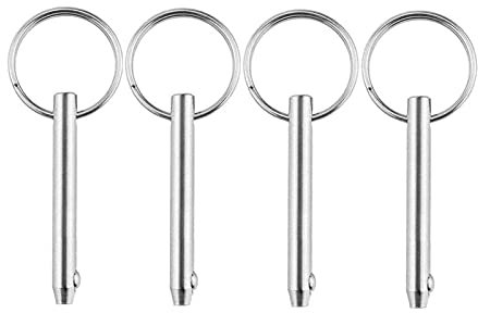 Set di 4 Perni a sgancio rapido in acciaio inox Cerniera acciaio barche accessori perno di bloccaggio Diametro 8 mm, lunghezza totale 72 mm, accessori per barche con anello di chiusura a sfera