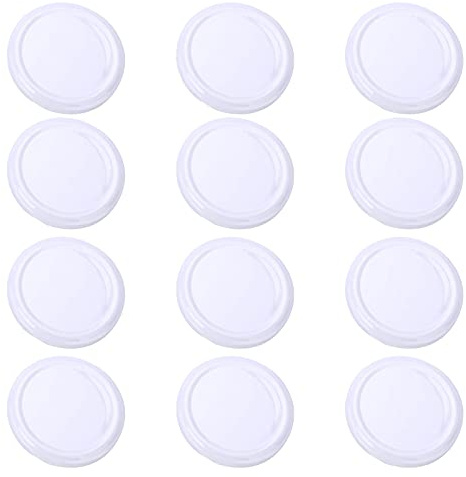 12 Pcs Universal Canning Lids - Polished Metal Twist-off Lids for Preserving, Sauce & Storage Jars - White 70mm