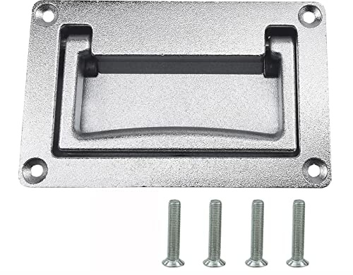 INDUSCHOICE Eingelassener Schubladengriff aus Zinklegierung Zink Alloy Griff der Tür Stiel für Schubladen Recessed Griffe Container Handle Flush Hebetüren Handles,Silber