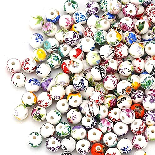 HERZWILD Perle di ceramica colorate da infilare per gioielli fai da te (8 mm)