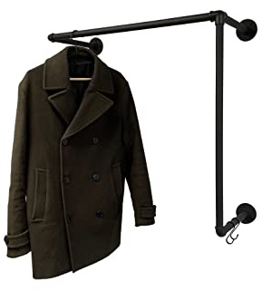 Kleiderstange Garderobe Wandmontage Breite 50 cm x Höhe 50 cm | Industrieller Stil | Schwarz für Wand | Garderobenstange | Ankleidezimmer | Garderobe | begehbarer Kleiderschrank SL3-Wand
