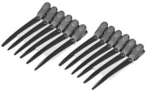 Haarspange Combi Clip Curl Clips Haarclips 12 Stück 9 cm - Abteilklammern Friseur Styling Salon Werkzeug (Schwarz)