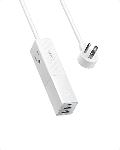 Anker 511 Power Strip with USB C, for Travel, 2 Outlets & 3USB Ports, 5ft Soft Extension Cord 30W Power Delivery - iphone16/15,Protable - Dorm/Room/Office/School, Cruise Ship, TUV Listed