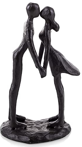 Sziqiqi Sculptures de Couple en Fonte Cadeau pour Anniversaire de Mariage Petite Figurine Abstraite Moderne Statue décorative en métal Romantique Amour passionné Ornement pour Couples Saint-Valentin