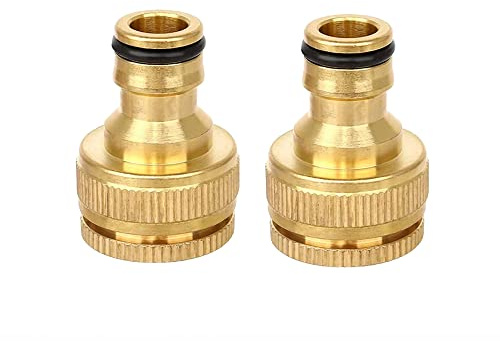 SBYMX Brass 2 Pieces Tap Connector Adapter for 1/2 and 3/4 Thread with Rubber Seal, Versatile for Garden Hoses, Car Wash, Drip Irrigation, Washing Machines