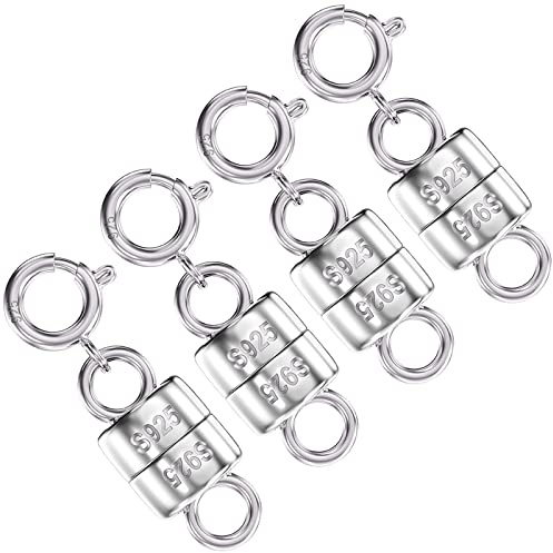 OHINGLT 925 Sterling Silver Magnetic Necklace Clasps and Closures Strong | Gold & Sliver Plated Magnetic Clasps for Necklaces, Mini Magnet Necklace Clasp, Necklace Extender Connector for Women Seniors