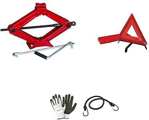 Compatible con DAF Gato DE Tijera 2 TONELADAS+TRIÁNGULO DE Emergencia con Funda Gato Compacto para ELEVACIÓN DE Ruedas,NEUMÁTICOS DE Coche HOMOLOGADO