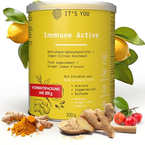 IT'S YOU Immune Active Vitamin Drink Ginger-Lemon, 300g, 30 Portionen | mit Superfoods, zur Unterstützung des Immunsystems, mit Vitaminen & Mineralstoffen, Nahrungsergänzung