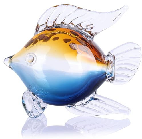 oliruim Geblasenes Glas Kunst Skulptur Glas Tier Tropische Fische Figuren für Home Dekoration Geschenke, Marine Dekoration, Home Fisch Dekoration, Sammlerfiguren (AJ-1)