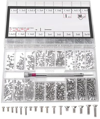 Micro Kit di Riparazione Viti, Set di Mini Viti Autofilettanti, per La Riparazione di Occhiali,Kit di Strumenti di Riparazione Micro Viti, M1.2 M1.4 M2 di Ricambio per Computer con Cacciavite, Argento