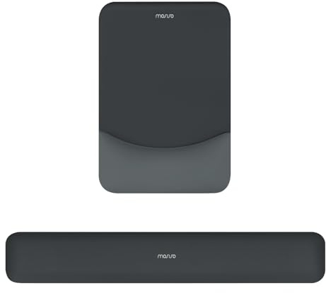 MOSISO Repose-Poignet pour Tapis de Souris&Clavier Set,Ergonomique Mouse Pad Antidérapante Rectangle Domicile/Bureau Soulagement Douleur,Repose Poignet Surélevé Courbé Mousse à Mémoire,Gris Ardoise