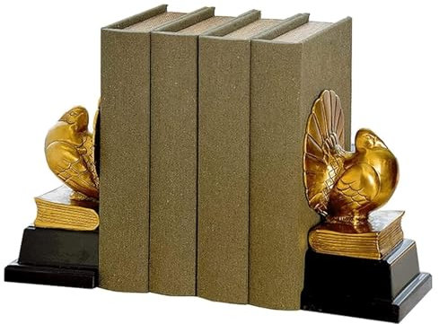 RUVOO Buchstütze Bücherstütze Buchstützen, Vogelform, Dekor, Buchstütze, Luxus-Messing, für Halten von Büchern, robuste, handgefertigte Buchstopper Bücherhalter Schreibtisch Buchstützen