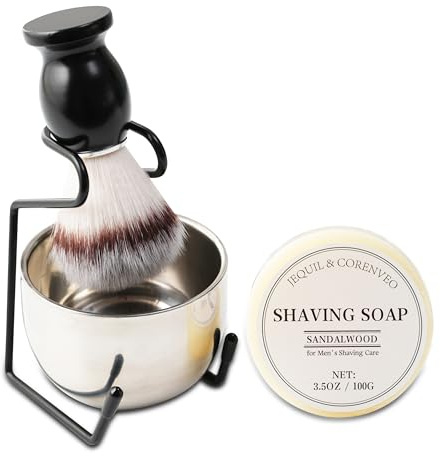 CRUCISRESIN Shaving Brush Set for Men, 4pcs Shaving Set Includes Shaving Brush ShavingSoap, Bowl and Razor Stand