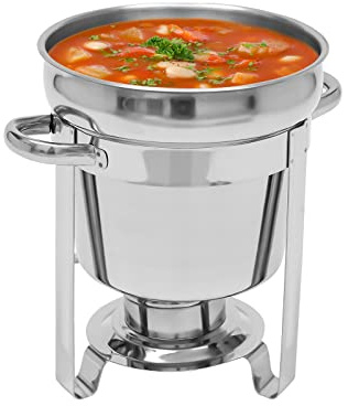 Begoniape Edelstahl Chafing Dish 7L Speisenwärmer Buffet Set Kochtopf Wärmebehälter mit Deckel Kraftstoffhalter Suppentopf Warmhaltebehälter für Saucen Eintöpfe Suppen Brühe
