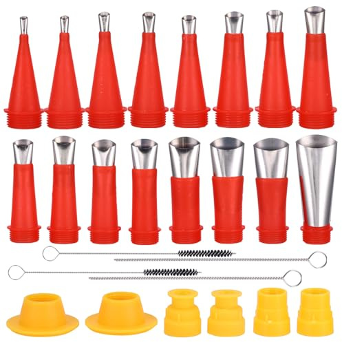 Caulking Nozzle of Caulking Gun, Caulking Sealing Nozzles Kit, Universal Stainless Steel and Silicone Integrated Caulking Caulk Nozzle Applicator Finisher, with 4 Cleaning Brushes and 4 scrapers
