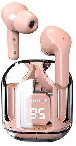 bestyks Écouteurs Bluetooth intra-auriculaires, sans fil, Bluetooth 5.3, avec microphone ENC, 25 heures de lecture, basses profondes, contrôle tactile, étanches, rose