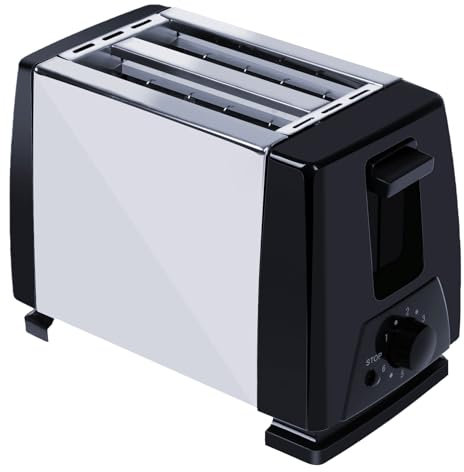 2 Slice Toaster with Extra Wide Long Slots, 6 Settings and Cancel & Reheat Function, Variable Browning Controls, Auto Cut-Off, Clean Simple Design, Black