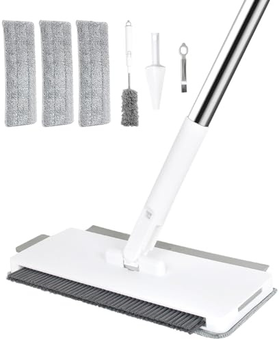 Suoumwa Trapeadores de Microfibra para Limpieza de Pisos con Almohadillas de Chenilla Reutilizables, Trapeador Seco y Húmedo para Pisos Laminados de Madera