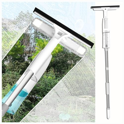 RYJYQYX 3 in 1 Sprüh Fensterputzer mit Verlängerungsstange, Fensterreiniger mit 3 Mikrofasertüchern Sprühwischer für Fenster Dusche Auto