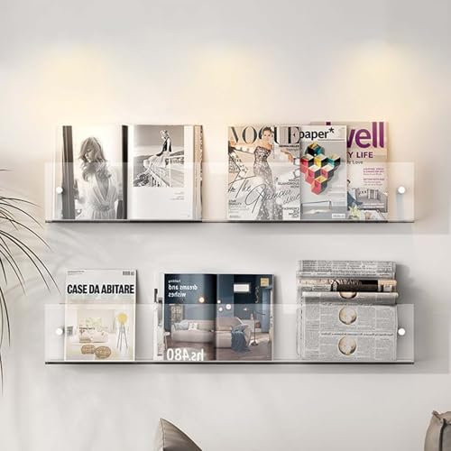 Generic Zeitungsständer, Acryl Zeitschriftenständer Wandmontage, Klarer Prospekthalter Wand Ständer, Zeitschriftenhalter Wand Zeitungshalter für die Dekoration, 2,30cm(11.81in)