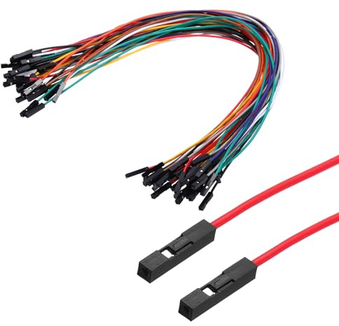 sourcing map Female to Female 1Pin Breadboard Jumper Wire 2.54mm Pitch Ribbon Cable 30cm Long Electronics Breadboard Ribbon Cables for Breadboard Electronic Projects Pack of 40