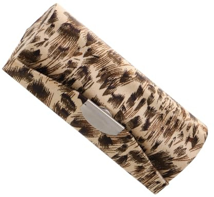 VOSAREA Pochette de Rangement pour Rouge à Lèvres en Alliage et Tissu Soie, Étui à Lèvres Léopard Élégant pour Voyage, Design Multifonctionnel pour Femmes et Filles