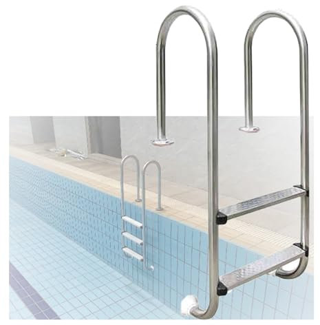 Swimming Pool Ladder,2 Steps Pool Pedal Step with Handrails, Easy Assembly and Climbing Pool Pedal Ladder for Water Park Fish Pond(Drilling,2-Steps1.2mm)