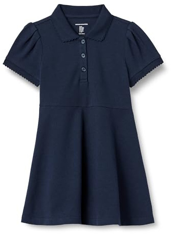 Amazon Essentials Mädchen Kurzärmeliges Polokleid, Marineblau, 8 Jahre