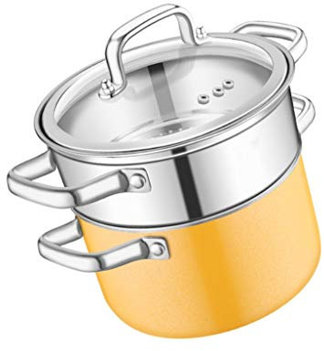 Vaporera pequeña de Acero Inoxidable 304 para 2 Personas, Cocina de inducción de una Sola Capa, Olla pequeña de Gas Espesa (18 cm de Ancho)