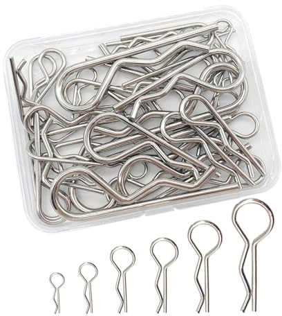 Auiremrti 36 pièces assortiment de goupilles fendues, attaches à ressort, goupille pour verrouillage de remorque, tondeuse à gazon, camion, clips en R robustes, goupilles de quincaillerie, 6 tailles