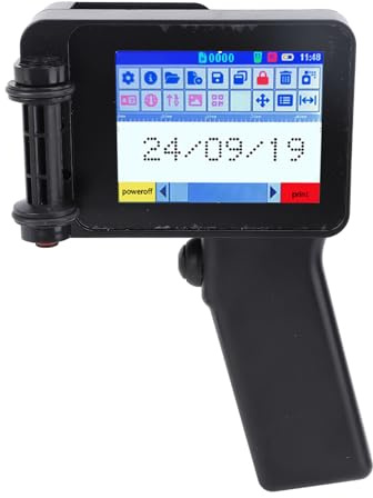 ciciglow Pistola de Impresora de Inyección de Tinta Portátil, sin Máquina de Codificación de Chorro de Tinta de Cartucho con Pantalla Táctil de 4.3 Pulgadas HD LED N6 para Código de