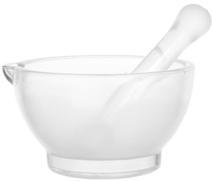 IMIKEYA Juego de Mortero y Pistilo de Cristal de 8 oz para Botica, Laboratorio, Cocina, Especias, Ajo y Medicina