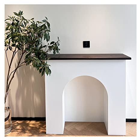 Rivestimento del camino Arte moderna minimalista camino stufa mensola cornice parete credenza ingresso mobiletto decorativo, bianco(Piccolo)